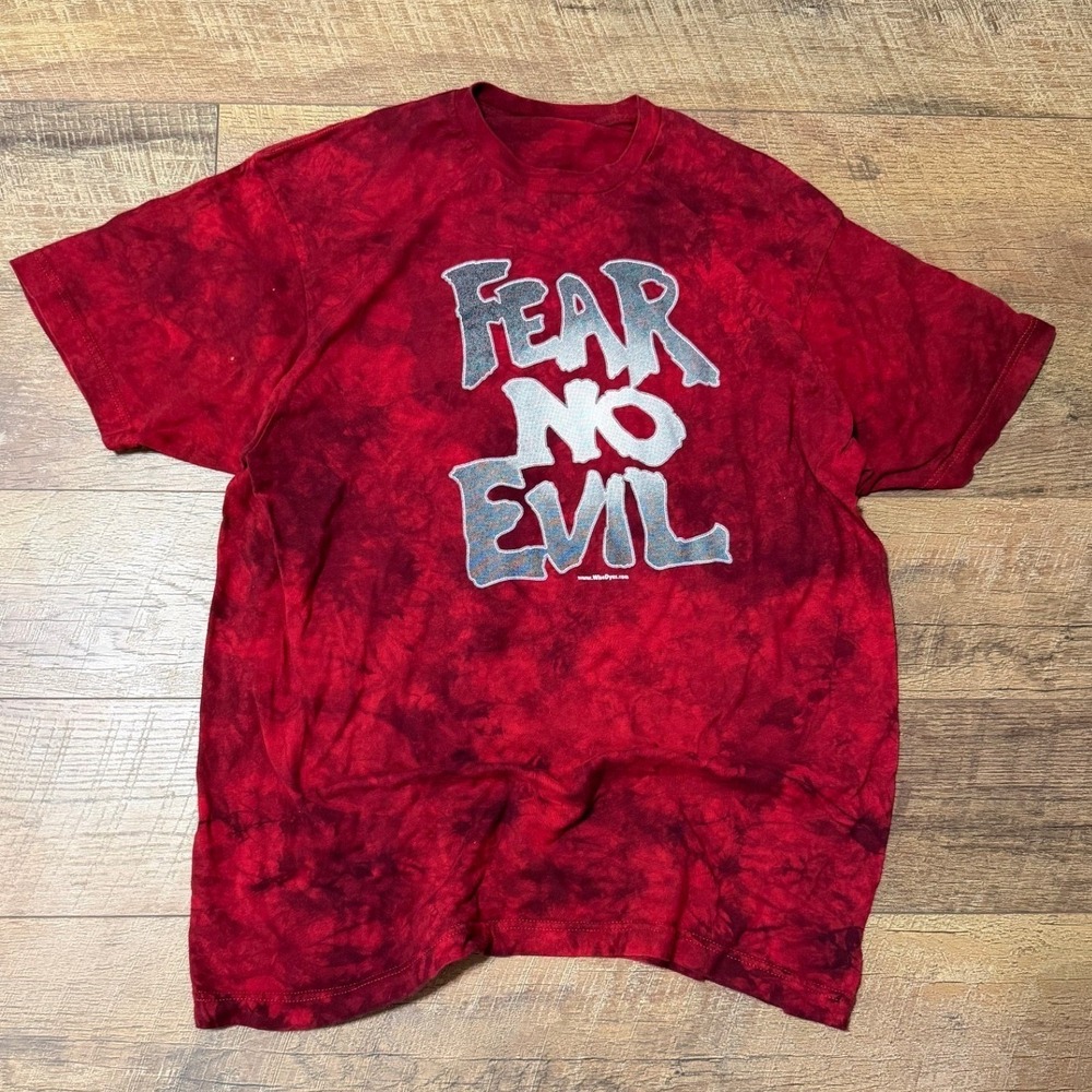 Wise Dyes Fear No Evil Psalm 23:4 Christian Tie Dye T-Shirt Red Black Mens XL